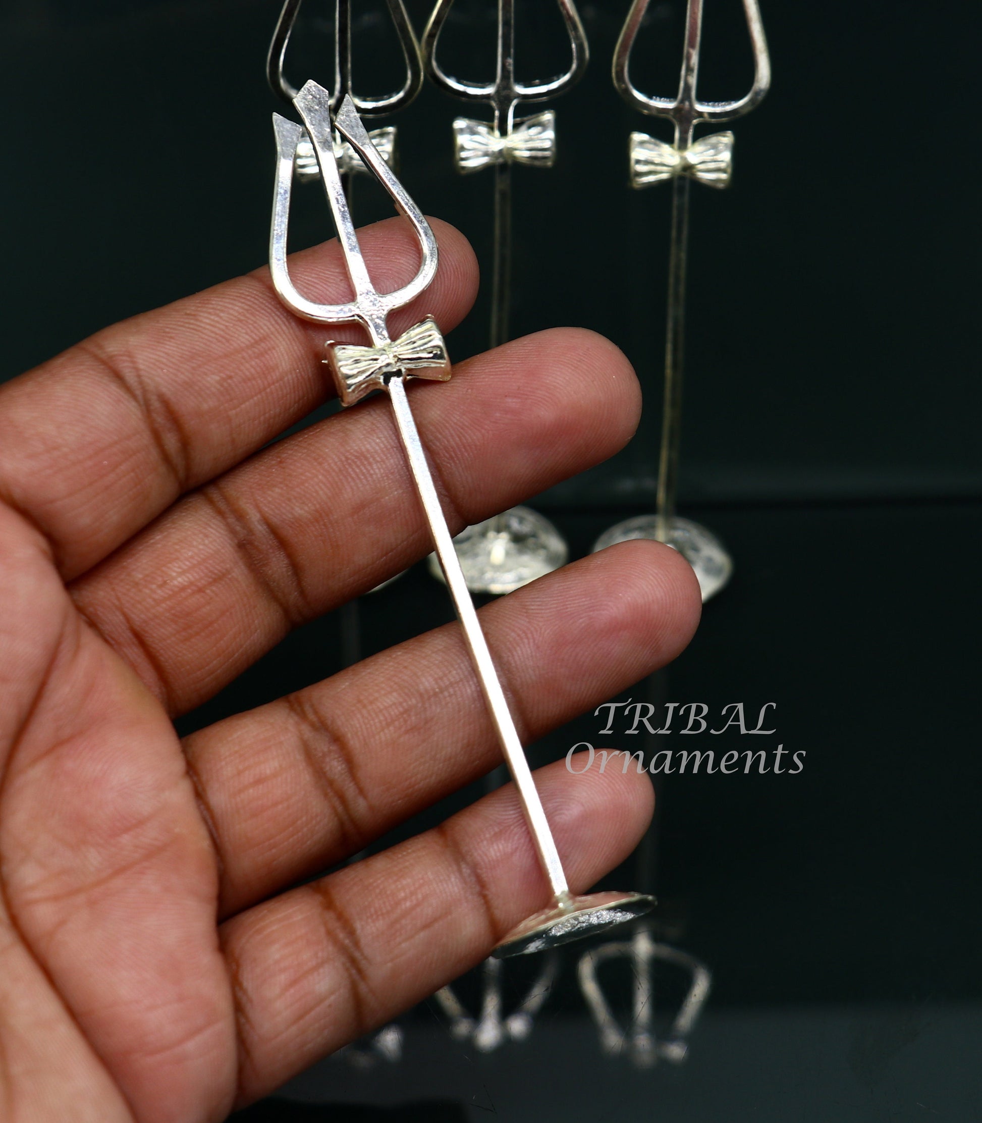 Divine Lord shiva Trident, Solid sterling silver Trishul puja article utensils, goddess trishul trident , god accessories  from india su839 - TRIBAL ORNAMENTS