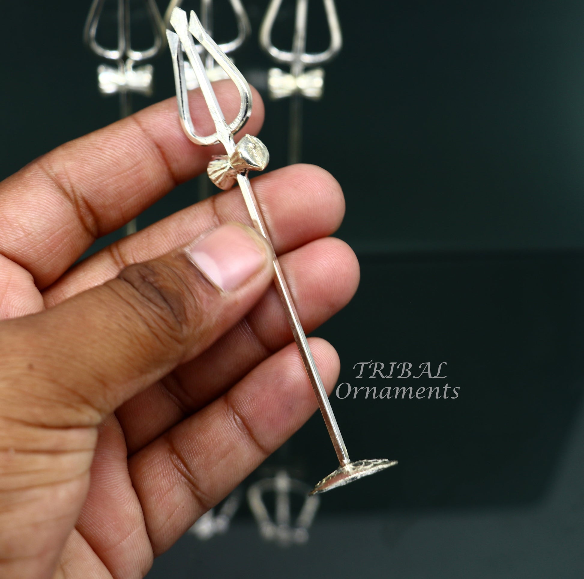 Divine Lord shiva Trident, Solid sterling silver Trishul puja article utensils, goddess trishul trident , god accessories  from india su839 - TRIBAL ORNAMENTS