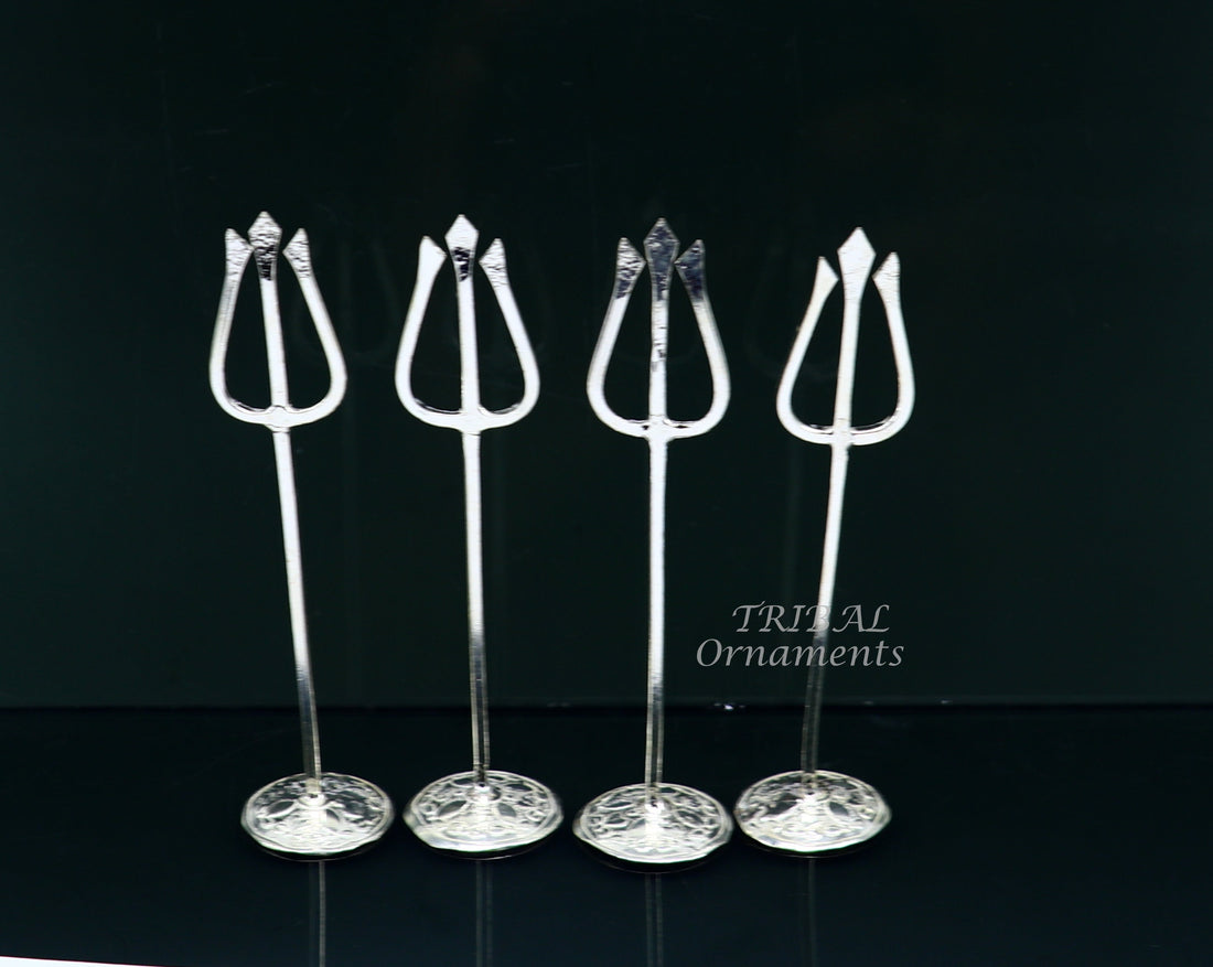 Divine idol's Trident, Solid sterling silver Trishul puja article utensils, goddess trishul trident , god accessories  from india su840 - TRIBAL ORNAMENTS