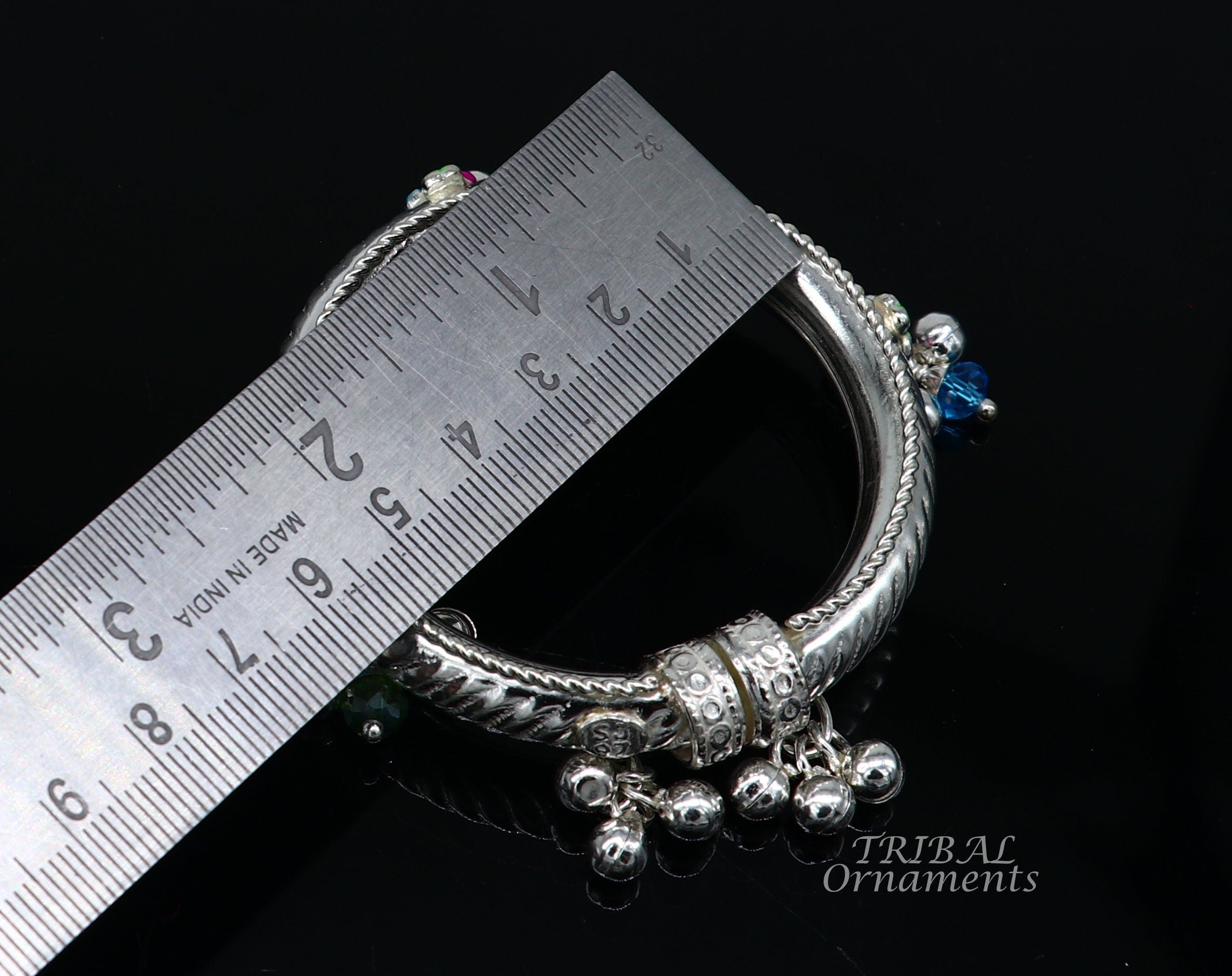 CLARA 925 Sterling Silver Infinity Hand Mangalsutra Bracelet Black Bea