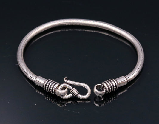4mm  925 sterling silver handmade amazing inches snake chain flexible unisex bracelet jewelry from Rajasthan india sbr47 - TRIBAL ORNAMENTS