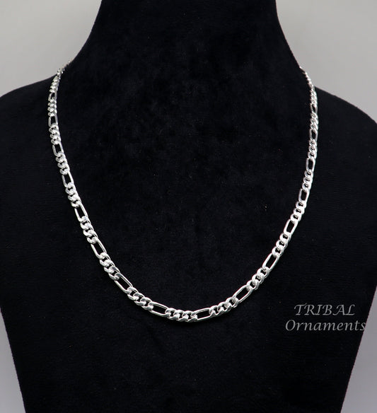 925 sterling silver 20 inches long 4mm handmade amazing figaro chain necklace excellent gifting jewelry from Rajasthan india nch173 - TRIBAL ORNAMENTS