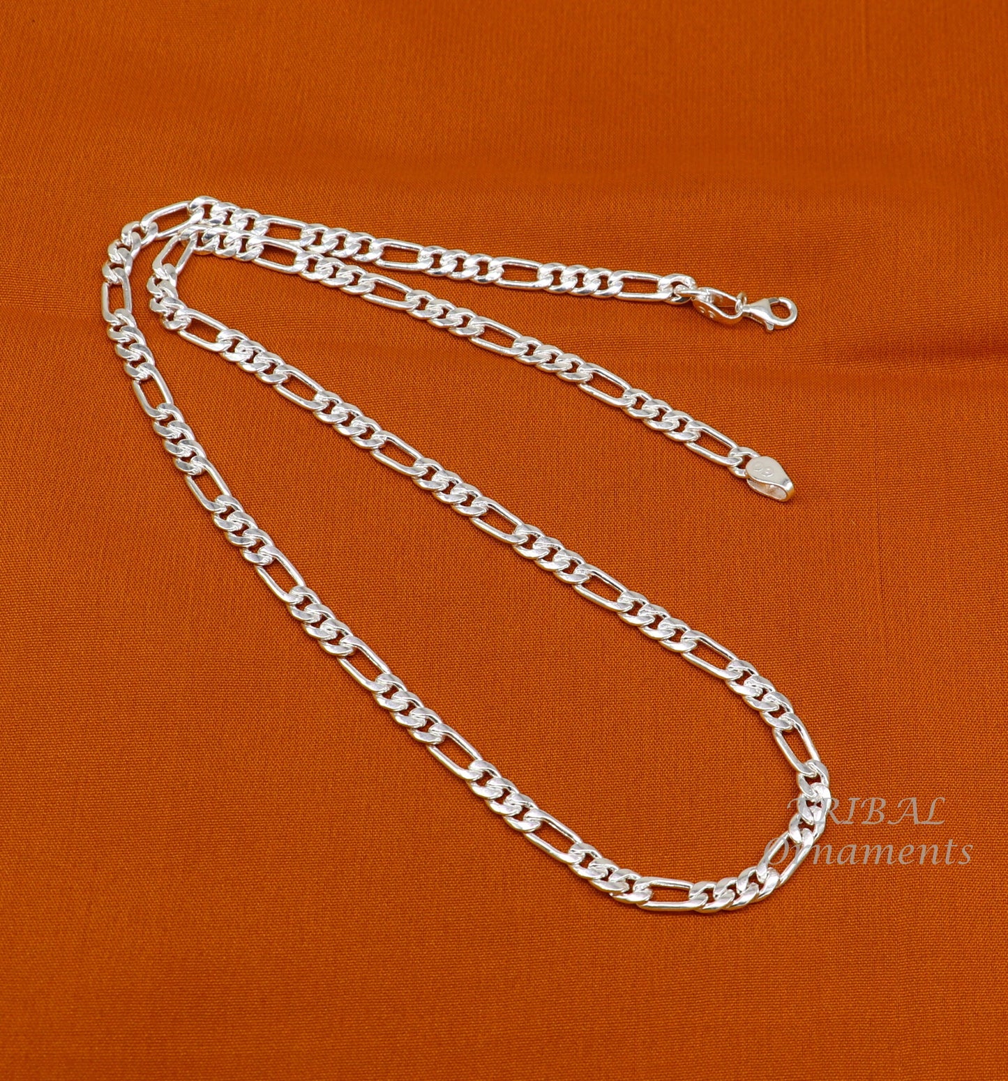 925 sterling silver 20 inches long 4mm handmade amazing figaro chain necklace excellent gifting jewelry from Rajasthan india nch173 - TRIBAL ORNAMENTS