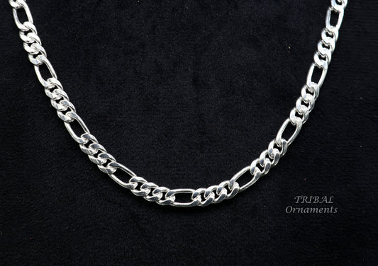 925 sterling silver 20 inches long 4mm handmade amazing figaro chain necklace excellent gifting jewelry from Rajasthan india ch174 - TRIBAL ORNAMENTS