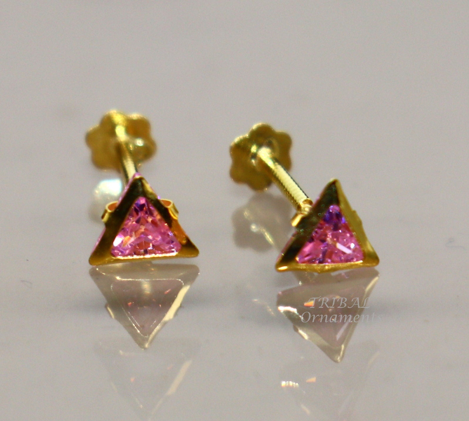 Buy Baby Pink Stone studded Elegant Oxidised Stud Earrings at Amazonin