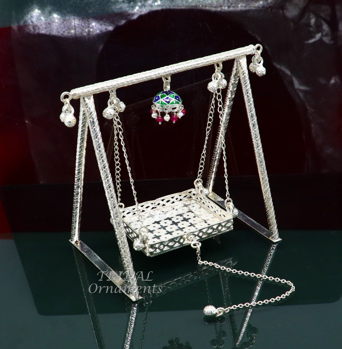 Amazing crafted sterling silver Laddu Gopala jhula, little Krishna swing, krishan palana, silver jhula, laddu gopal swing, silver art su822 - TRIBAL ORNAMENTS