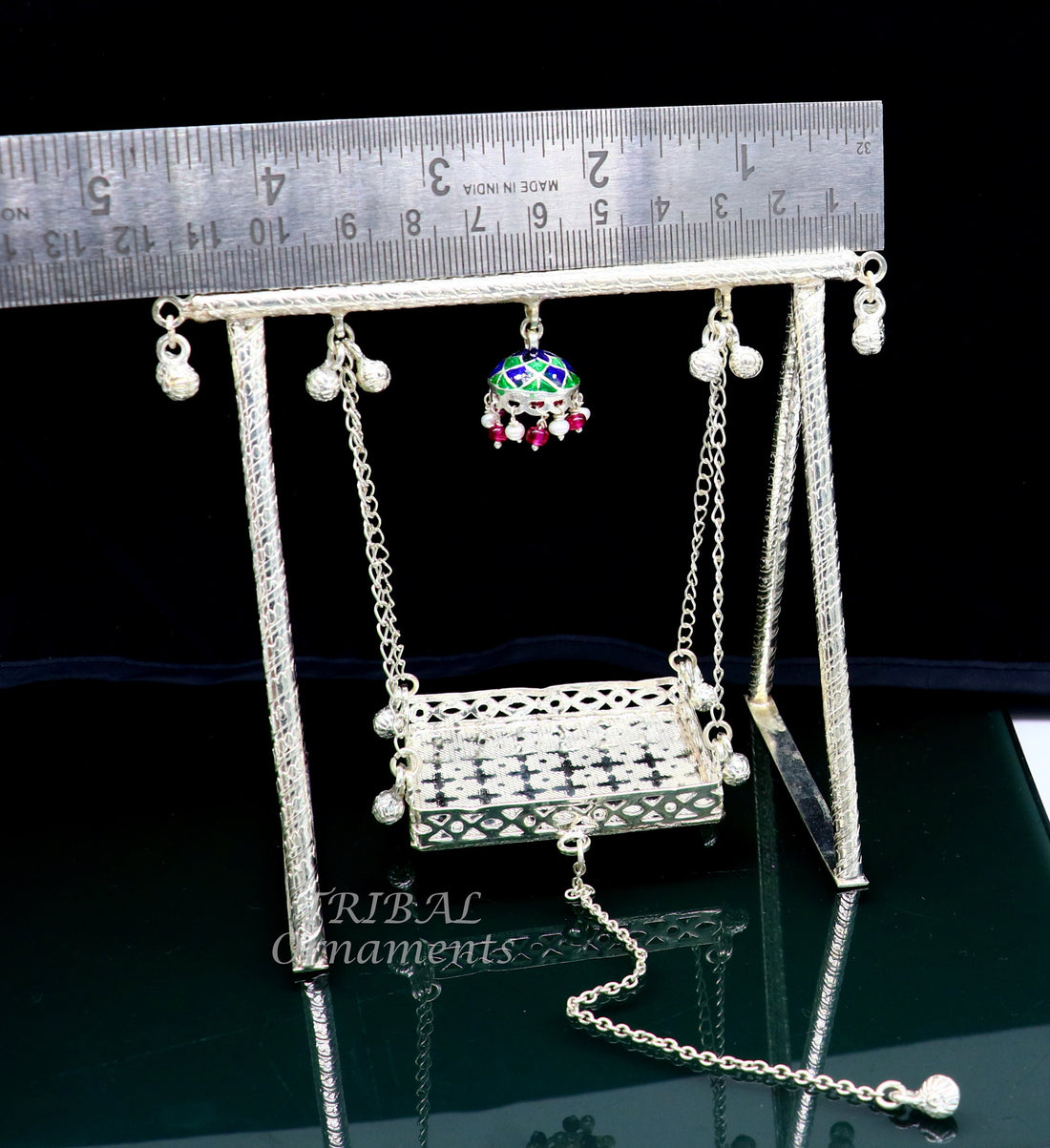 Amazing crafted sterling silver Laddu Gopala jhula, little Krishna swing, krishan palana, silver jhula, laddu gopal swing, silver art su822 - TRIBAL ORNAMENTS