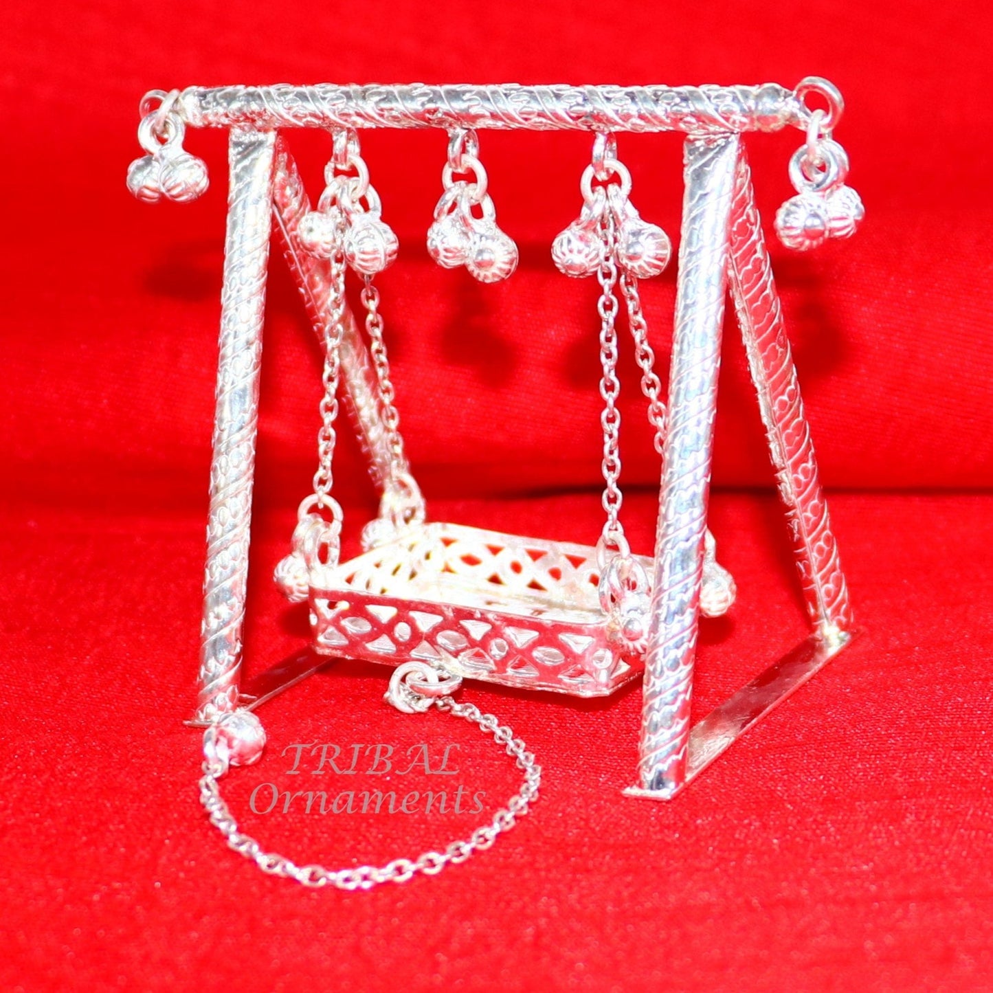 Handcrafted Sterling silver Laddu Gopala jhula, Radha Krishna swing, krishan palana, silver jhula, laddu gopal swing, silver art su823 - TRIBAL ORNAMENTS