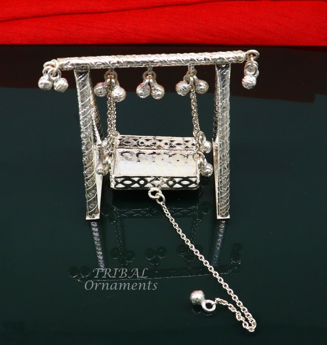 Handcrafted Sterling silver Laddu Gopala jhula, Radha Krishna swing, krishan palana, silver jhula, laddu gopal swing, silver art su823 - TRIBAL ORNAMENTS