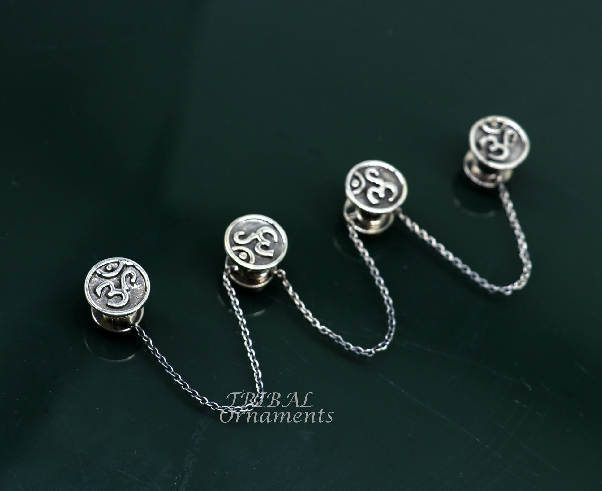 925 Sterling silver handmade gorgeous sign Aum or OM design buttons or cufflinks  for men's kurta, best gifting jewelry occasions btn02 - TRIBAL ORNAMENTS