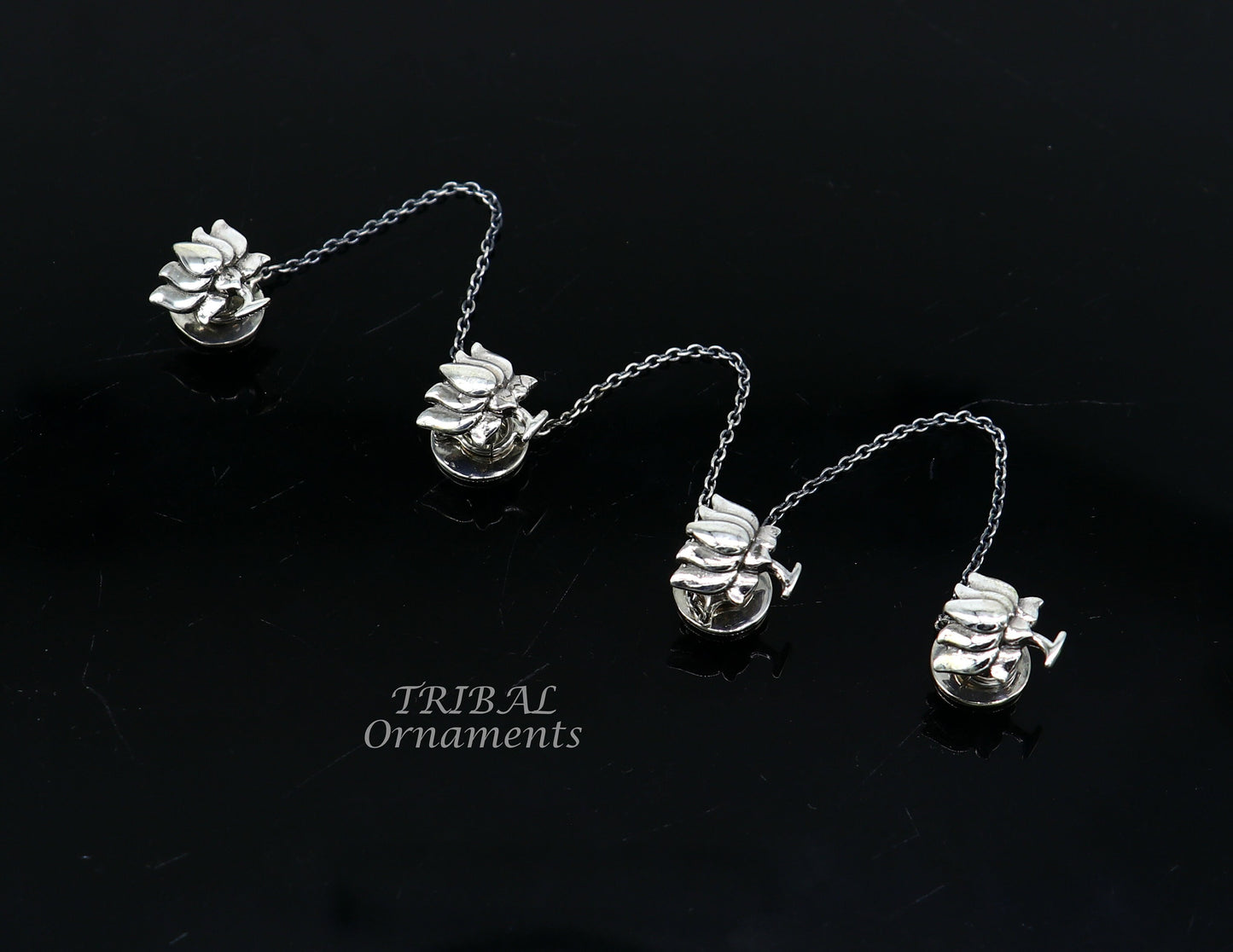 925 Sterling silver handmade amazing Indian national flower lotus design buttons for men's kurta, best gifting accessories btn10 - TRIBAL ORNAMENTS