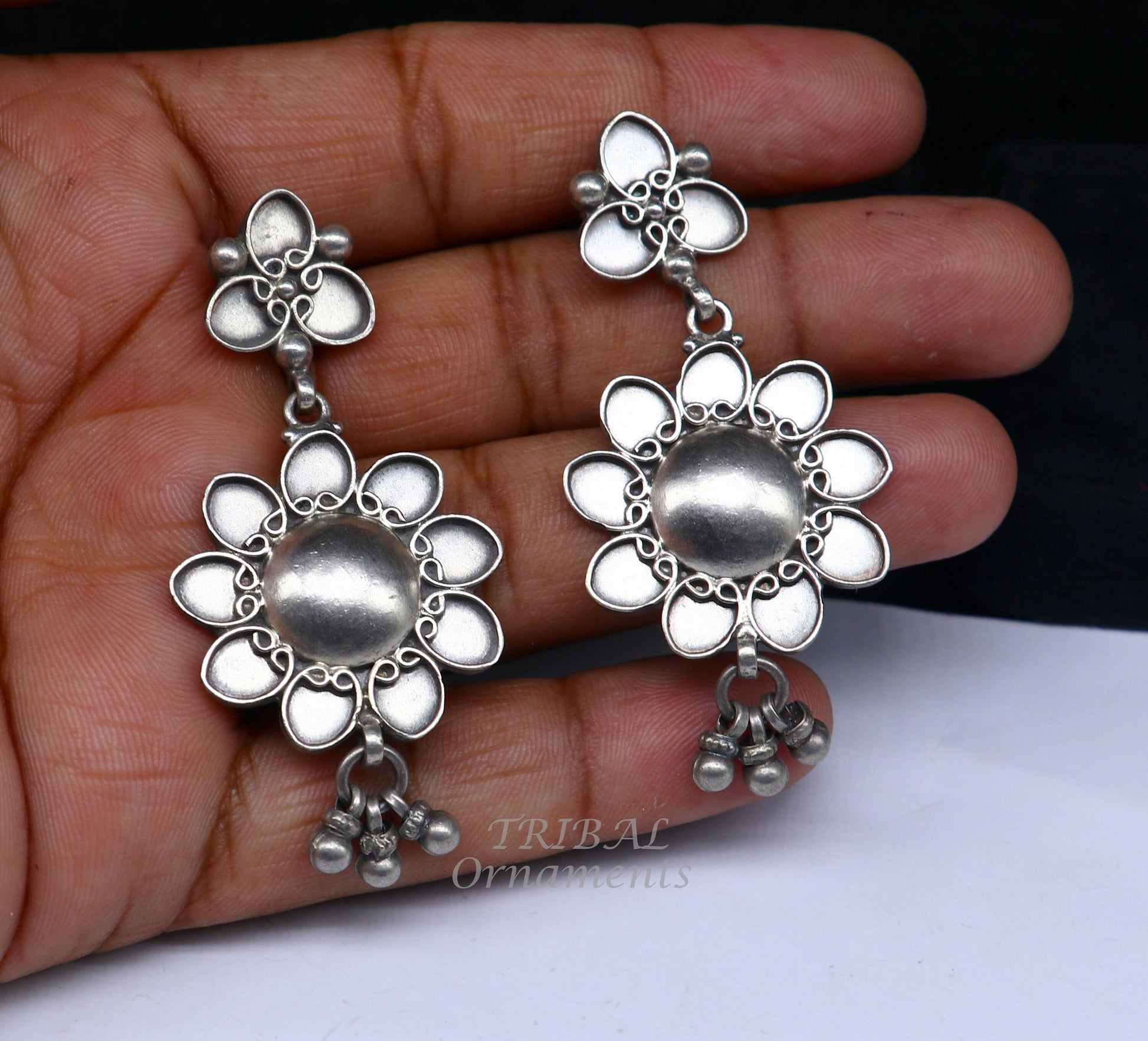 925 Sterling silver handmade customized floral stud earring, Amazing stylish earring, fabulous drop dangle gifting jewelry s1039 - TRIBAL ORNAMENTS