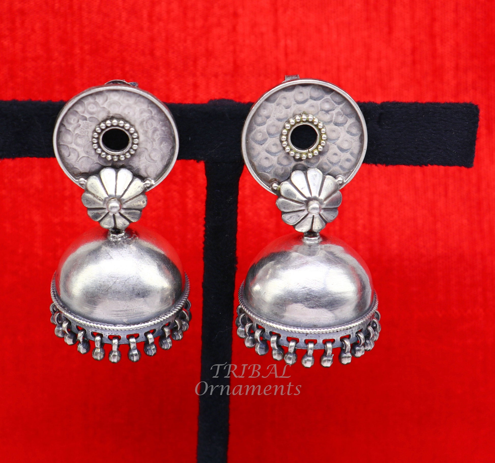 925 sterling silver handmade fabulous design jhumka stud earring, best garba navratri belly dance and wedding party stylish jewelry s1041 - TRIBAL ORNAMENTS