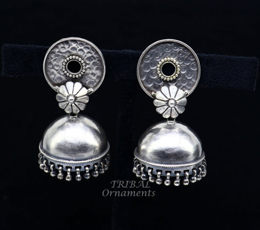 925 sterling silver handmade fabulous design jhumka stud earring, best garba navratri belly dance and wedding party stylish jewelry s1041 - TRIBAL ORNAMENTS
