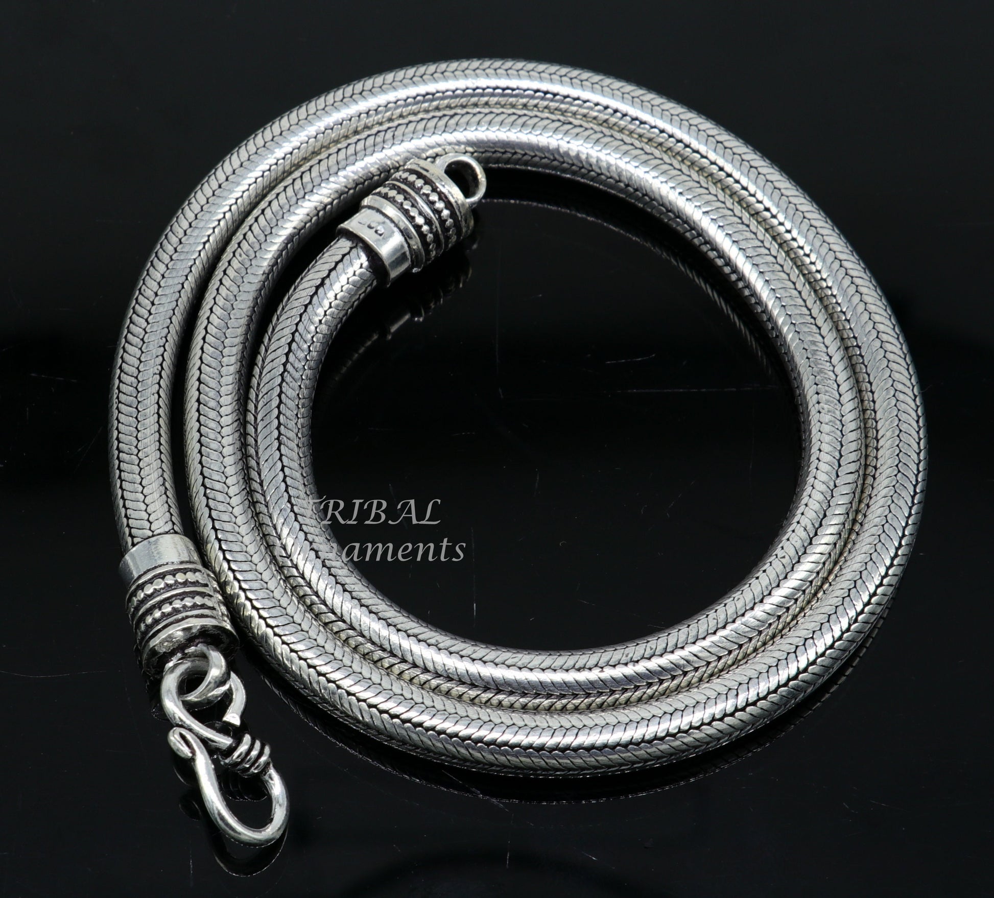 6mm 20" to 24" long snake chain 925 sterling silver handmade snake chain pendant chain, necklace chain, oxidized silver trendy chain ch175 - TRIBAL ORNAMENTS