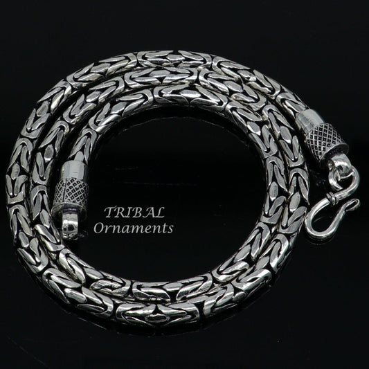 925 sterling silver Handmade solid vintage byzantine design chain heavy 4.5 mm necklace, amazing luxury royal gifting designer jewelry ch176 - TRIBAL ORNAMENTS