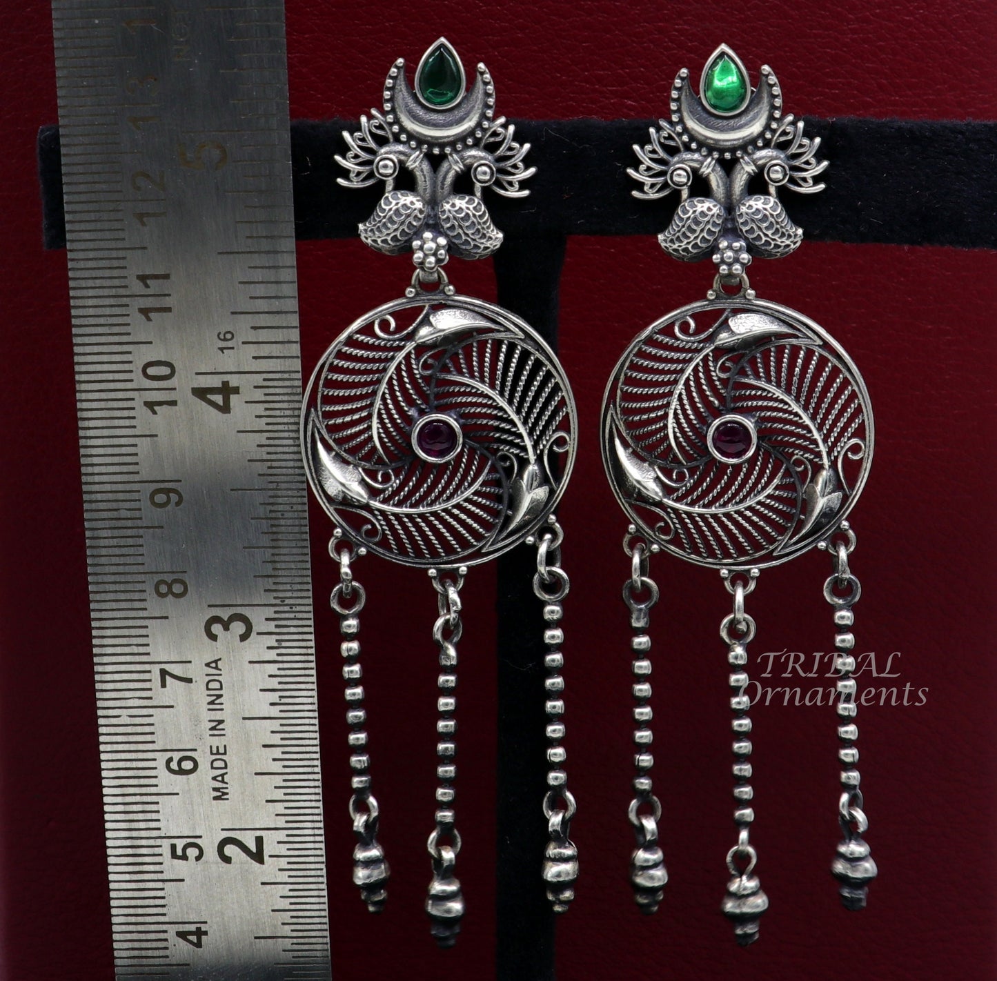 925 Sterling silver handmade charm peacock stud earring, excellent customized hangings brides girls wedding jewelry gifting s1057 - TRIBAL ORNAMENTS