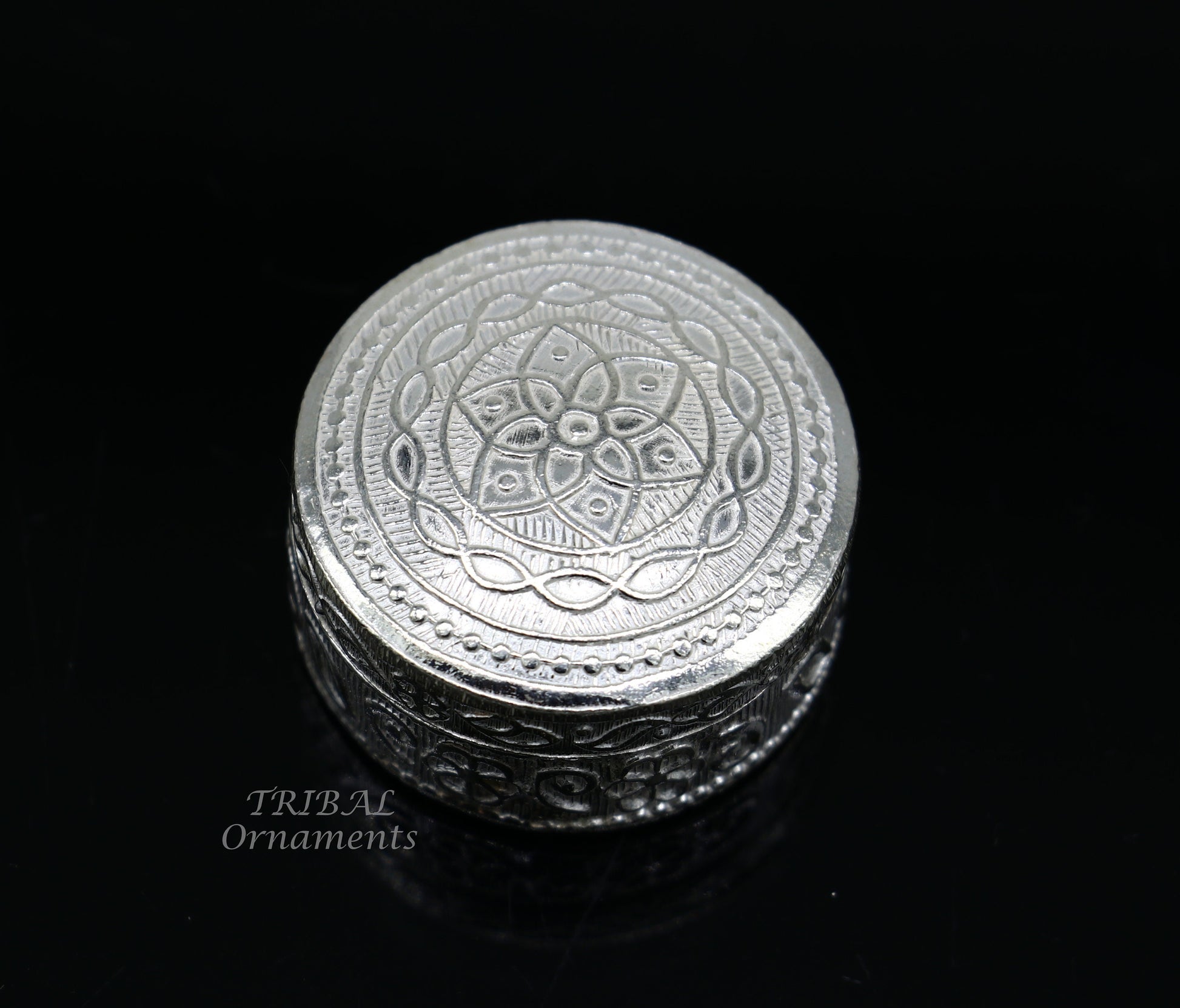 925 Sterling silver handmade trinket box, eye kajal box, container box, kumkum box, sindur or puja box, best brides gift stb374 - TRIBAL ORNAMENTS