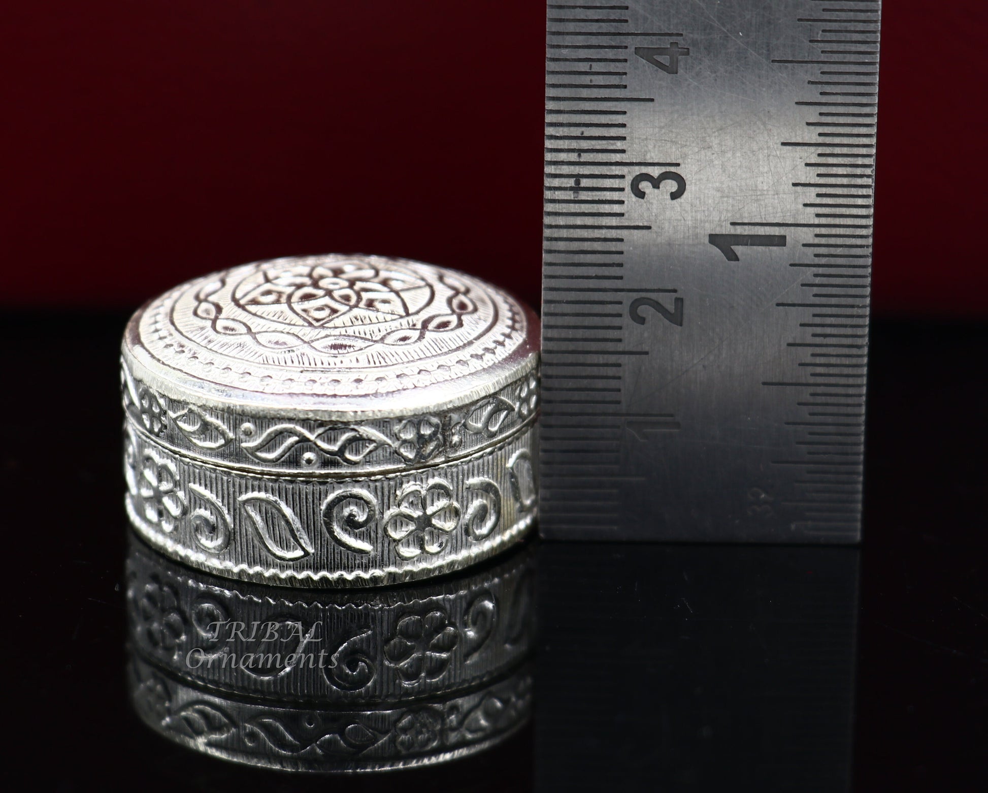 925 Sterling silver handmade trinket box, eye kajal box, container box, kumkum box, sindur or puja box, best brides gift stb374 - TRIBAL ORNAMENTS