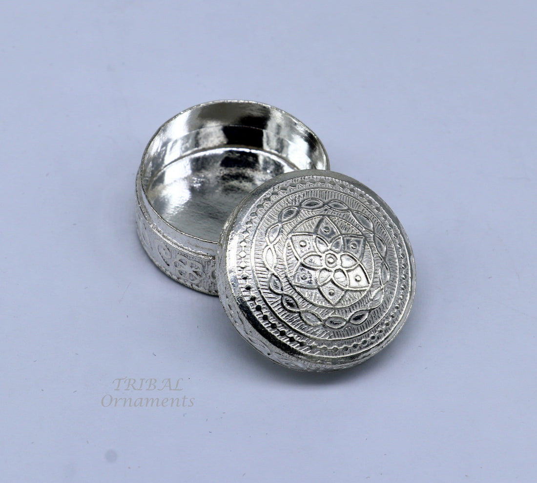 925 Sterling silver handmade trinket box, eye kajal box, container box, kumkum box, sindur or puja box, best brides gift stb374 - TRIBAL ORNAMENTS