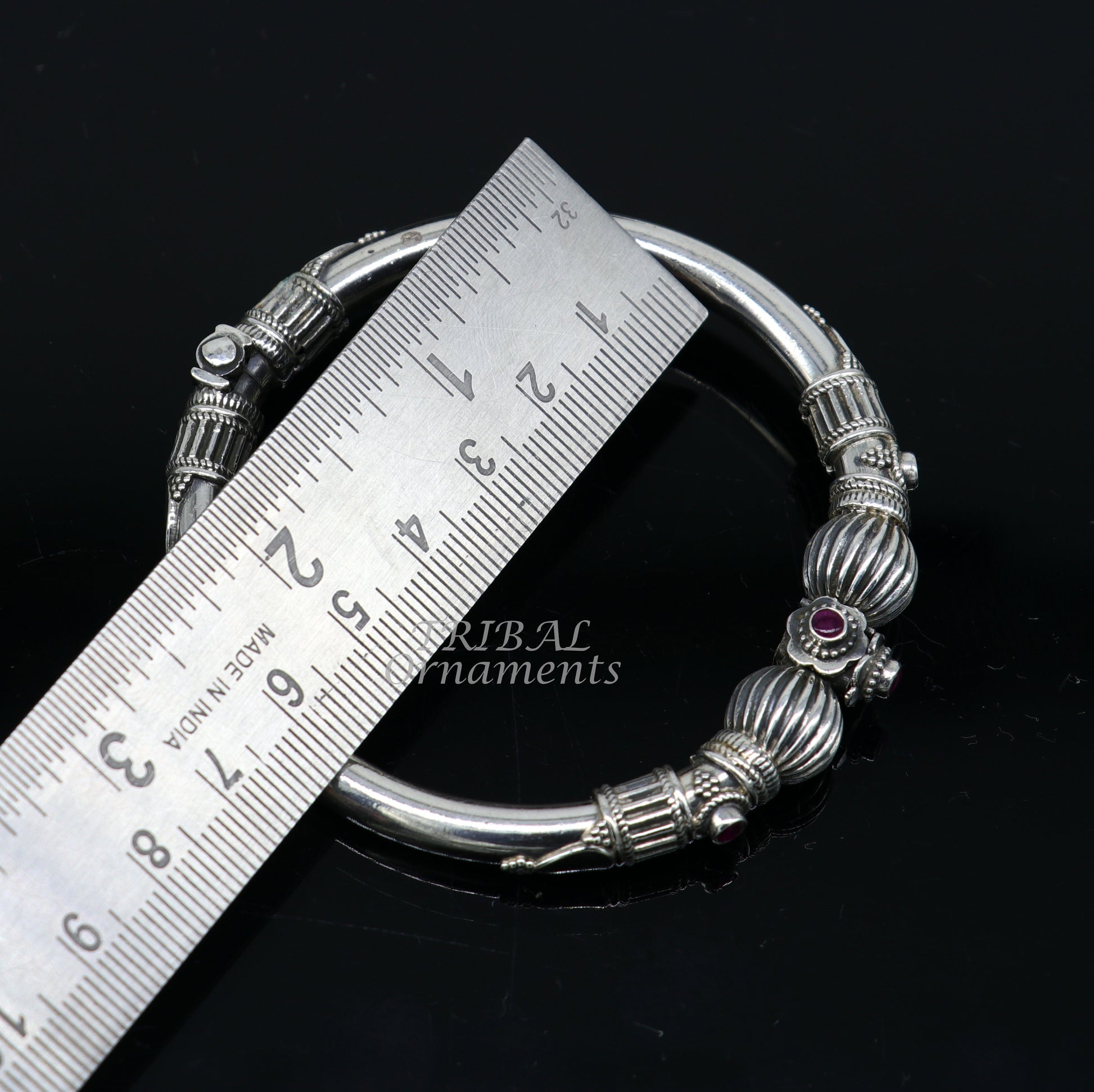 925 sterling silver handmade bangle bracelet kada unique screw locking system best gifting  ethnic tribal india jewelry nsk520 - TRIBAL ORNAMENTS