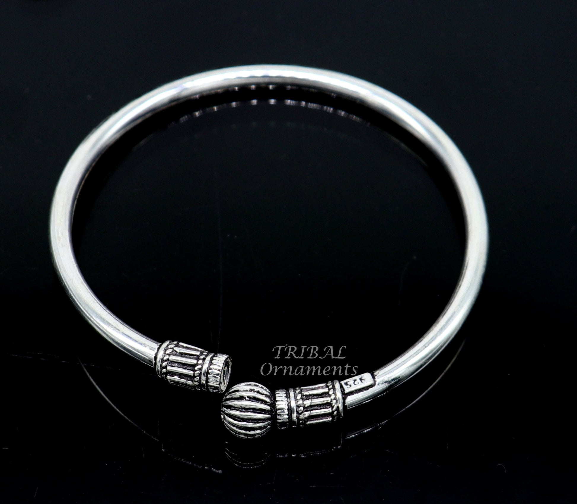 925 sterling silver plain shiny design customized single ball bangle bracelet kada, best stylish brides bangle belly dance jewelry nsk522 - TRIBAL ORNAMENTS