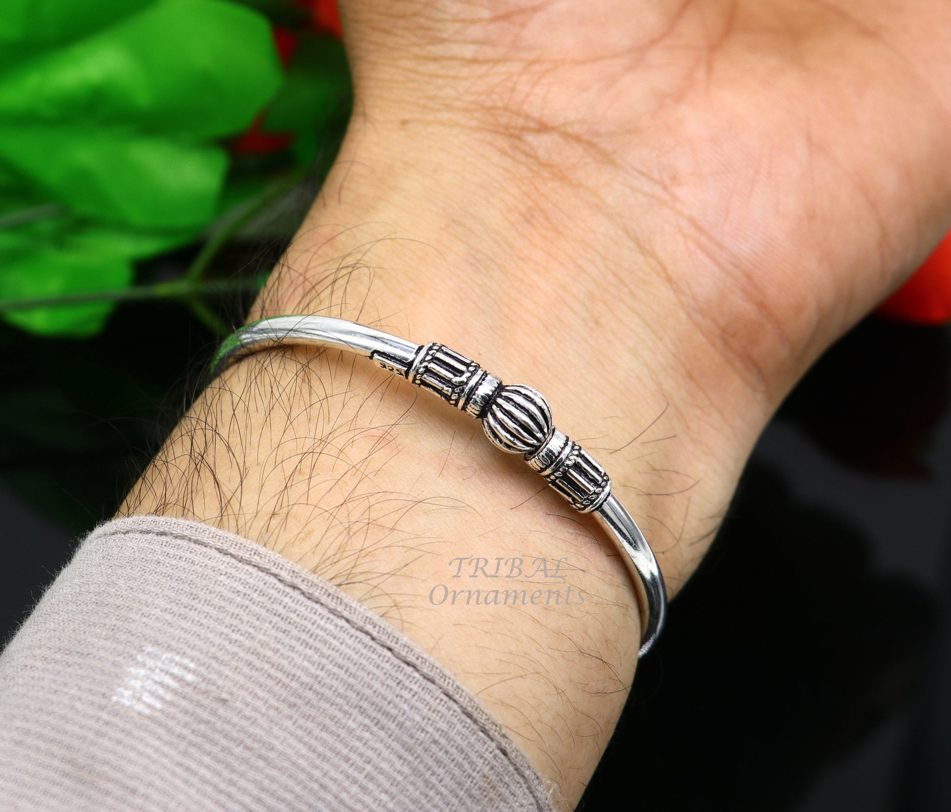 925 sterling silver plain shiny design customized single ball bangle bracelet kada, best stylish brides bangle belly dance jewelry nsk522 - TRIBAL ORNAMENTS