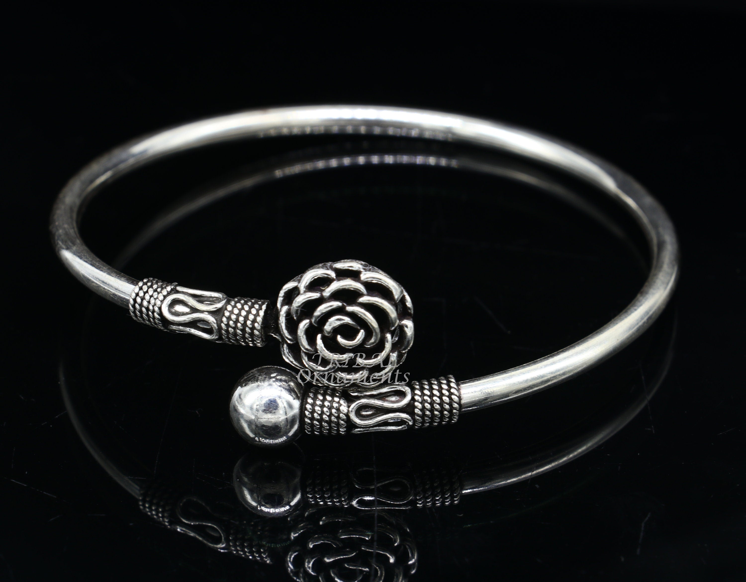 925 Oxidised Silver Bangle Bracelet For Women And Girls - Silver Palace