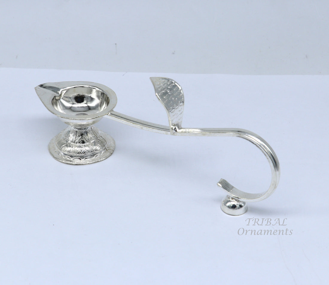 925 Vintage design Solid silver handmade kapoor deepak arti, temple utensils, silver diya, deepak, silver single joth kapoor Aarti art su827 - TRIBAL ORNAMENTS