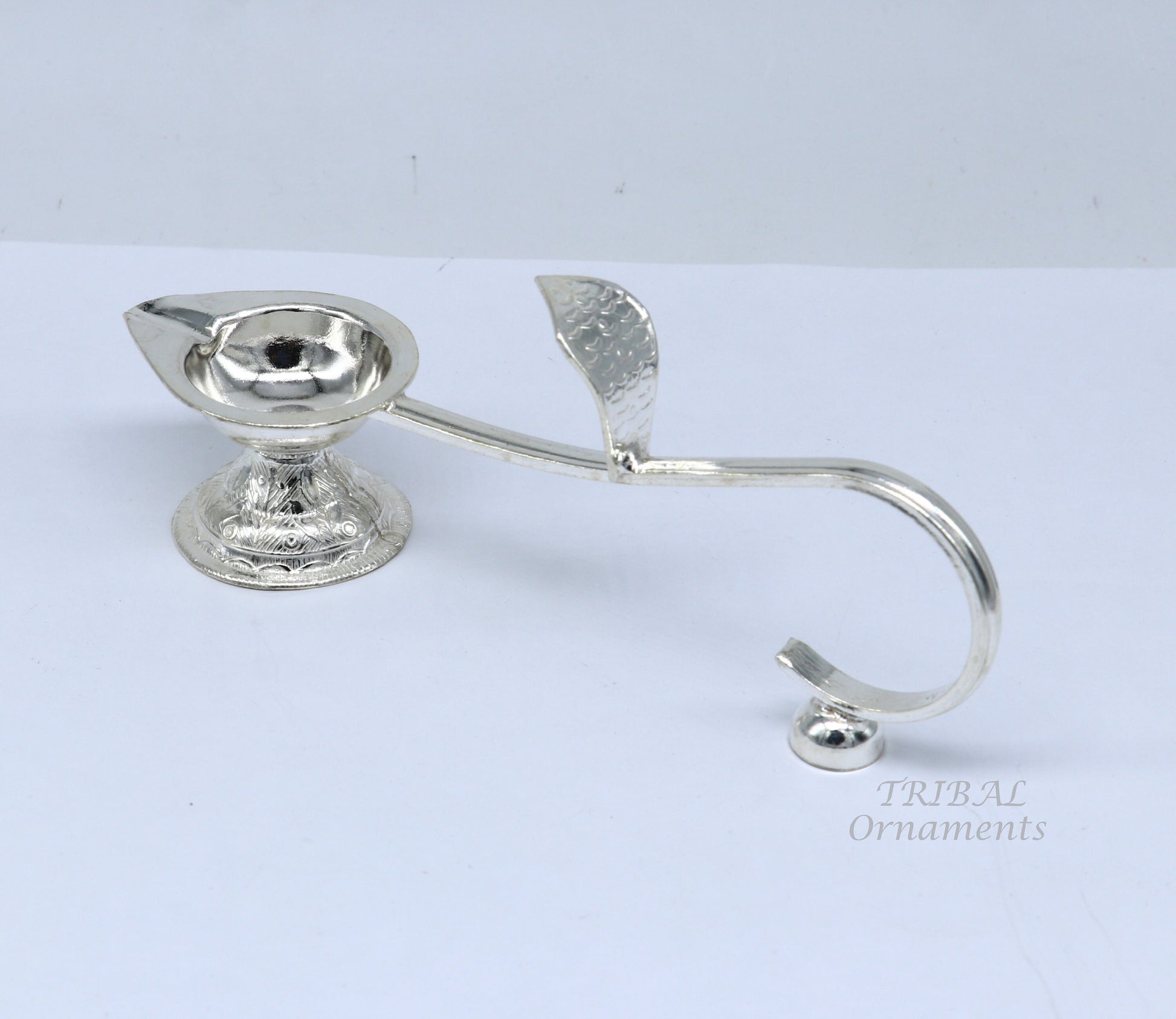 925 Vintage design Solid silver handmade kapoor deepak arti, temple utensils, silver diya, deepak, silver single joth kapoor Aarti art su826 - TRIBAL ORNAMENTS