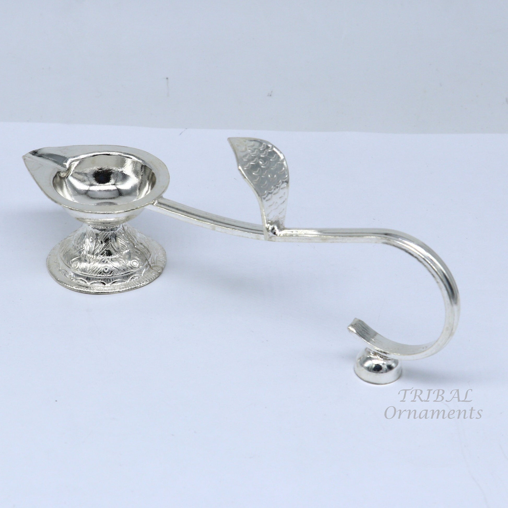 925 Vintage design Solid silver handmade kapoor deepak arti, temple utensils, silver diya, deepak, silver single joth kapoor Aarti art su826 - TRIBAL ORNAMENTS