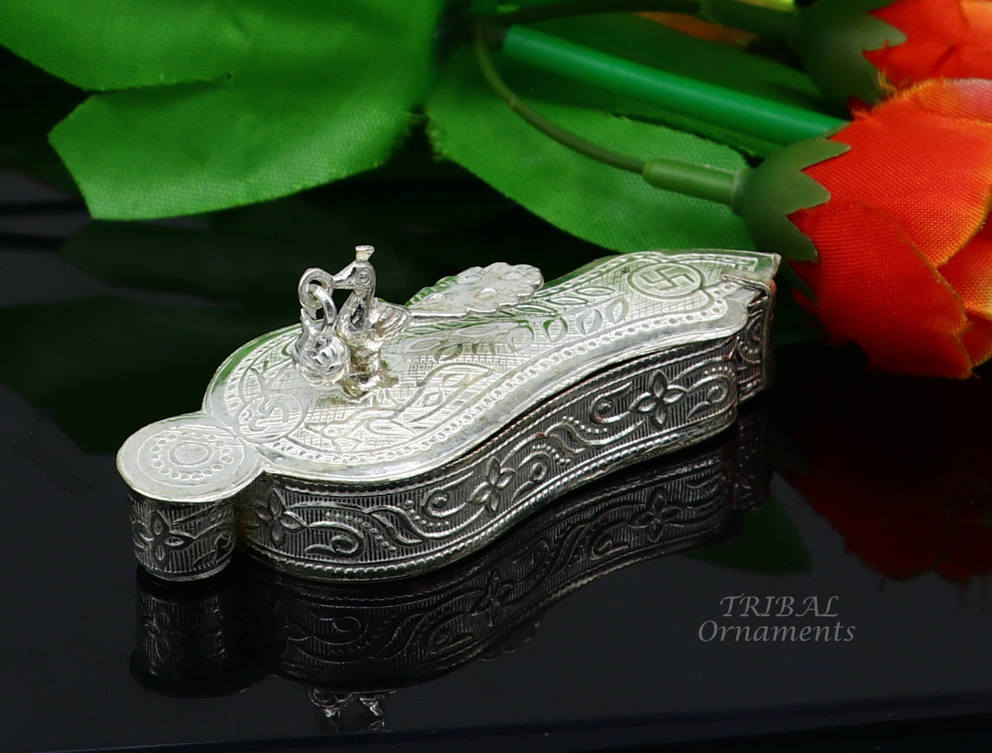 925 sterling silver handmade fabulous unique peacock design trinket box, brides gift, casket box silver article, silver Sindur box stb377 - TRIBAL ORNAMENTS