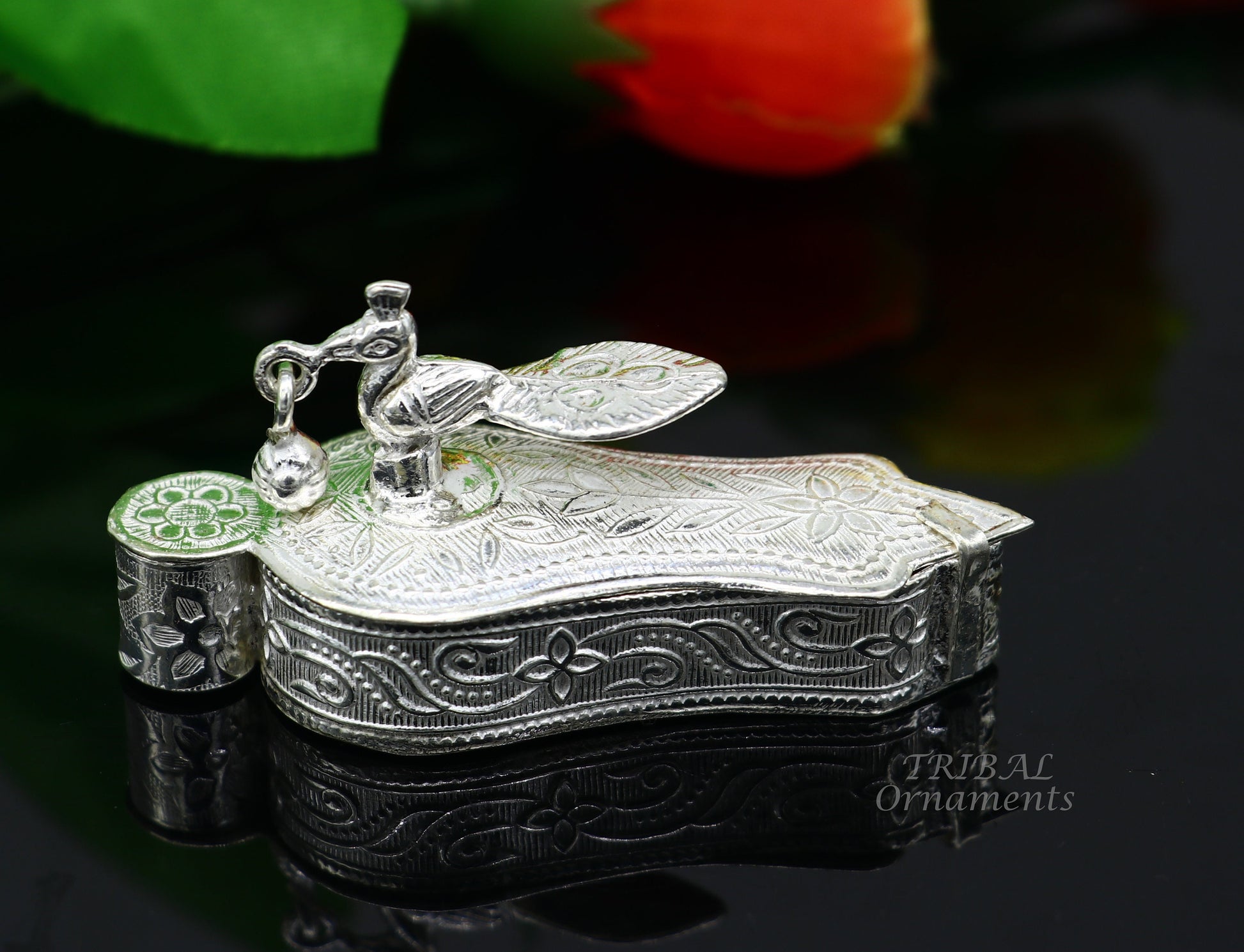 925 sterling silver handmade fabulous sindur dani best brides gifting collection, amazing trinket box , kumkum box brides jewelry stb378 - TRIBAL ORNAMENTS