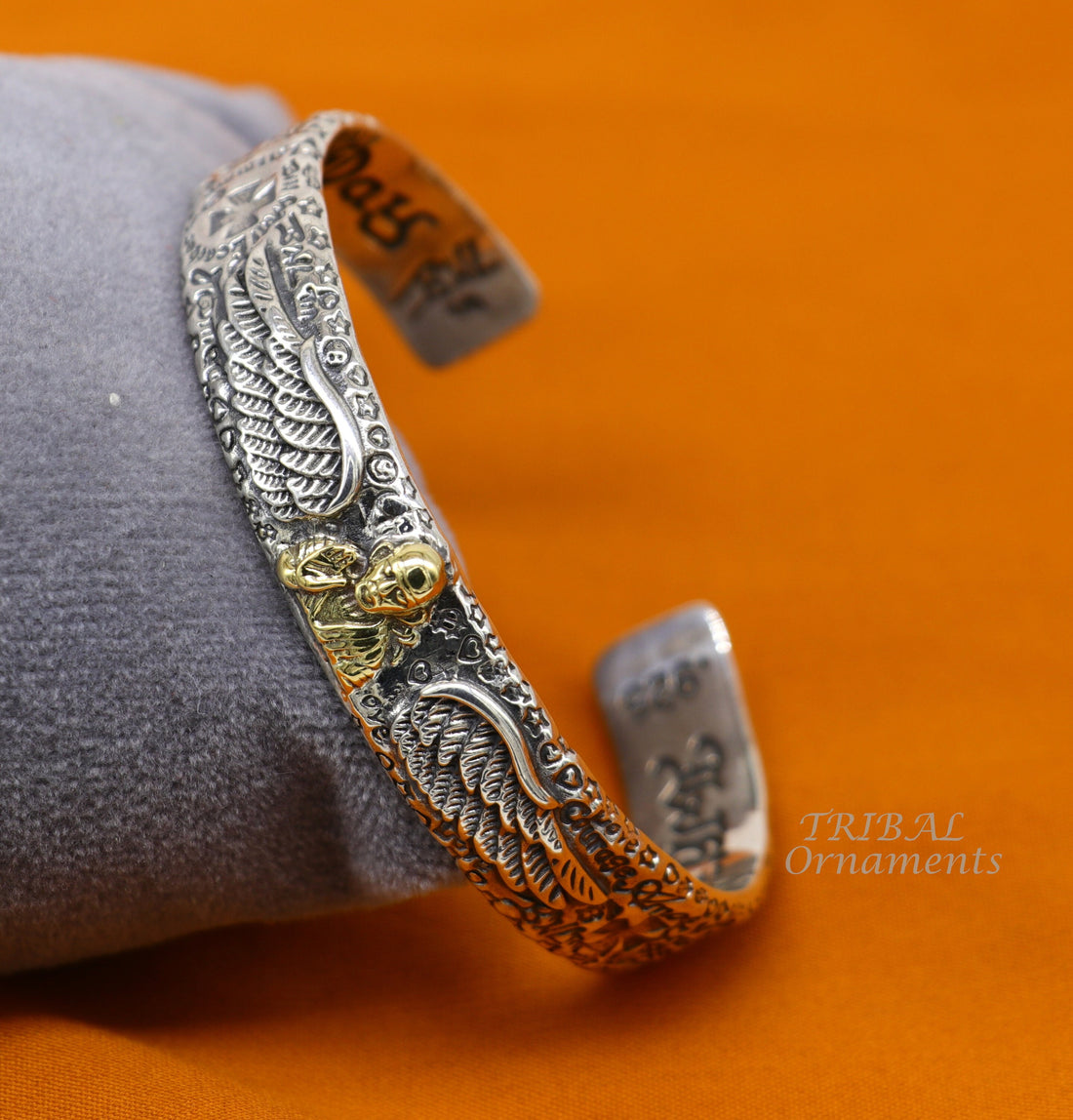 925 sterling silver vintage antique design handmade chitai work Sai baba design adjustable bangle bracelet kada customized jewelry cuff100 - TRIBAL ORNAMENTS