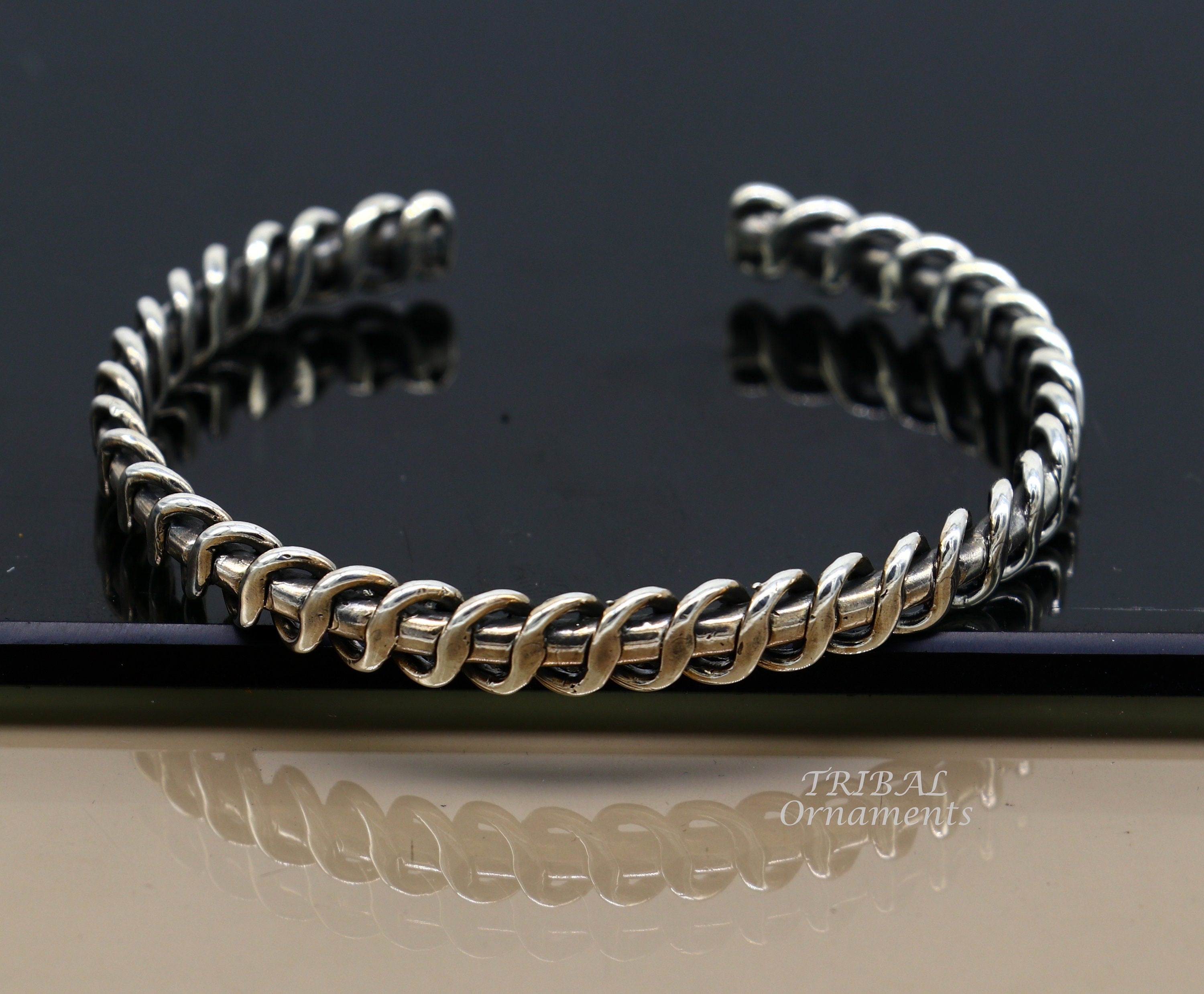 CLARA 925 Sterling Silver Knot Bracelet Adjustable, Rhodium Plated Gif