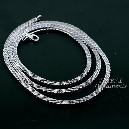 3mm 20" to 24" long chain 925 sterling silver handmade unique style chain, necklace chain, oxidized silver trendy chain ch169 - TRIBAL ORNAMENTS
