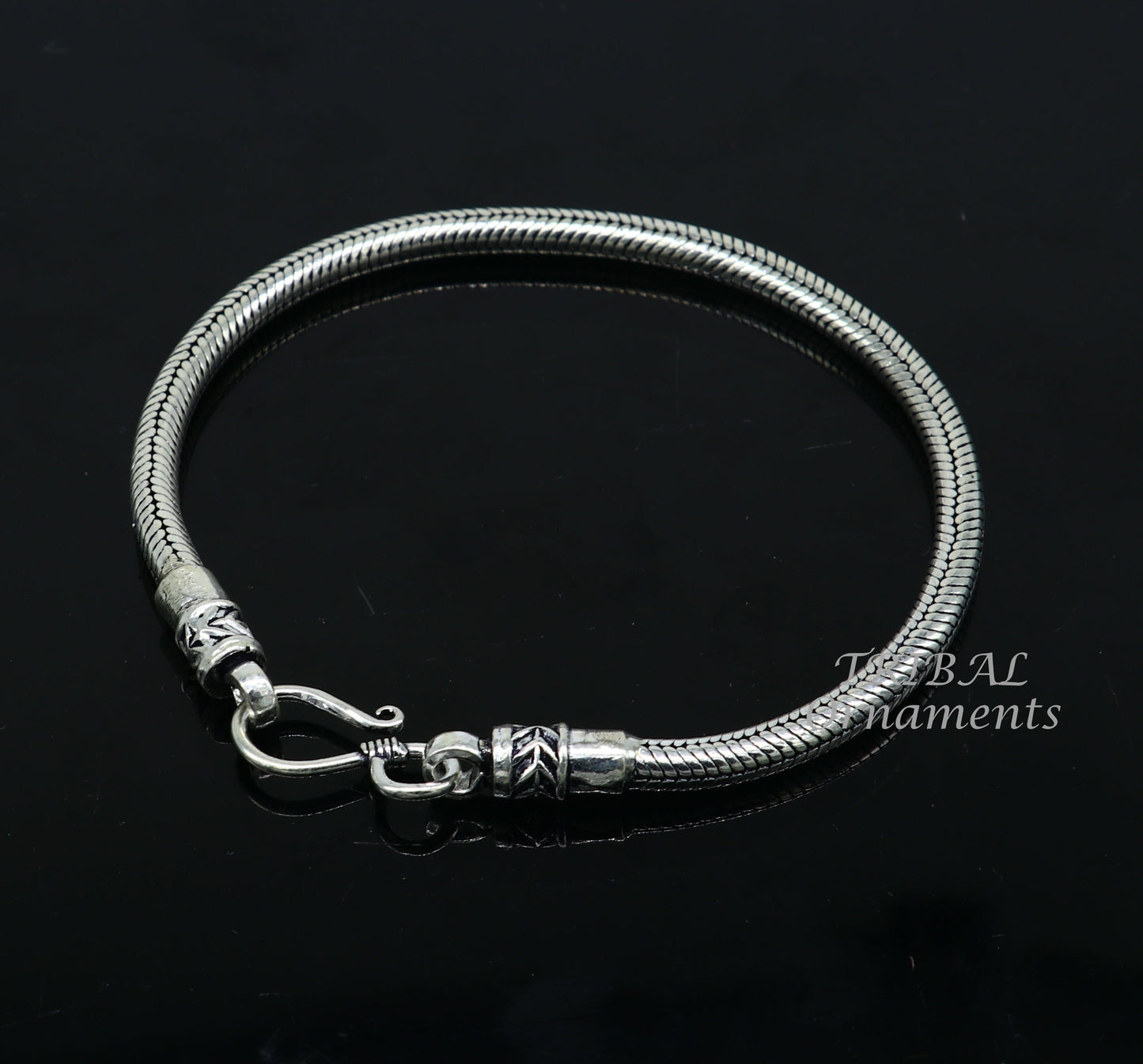 4mm  925 sterling silver handmade amazing inches snake chain flexible unisex bracelet jewelry from Rajasthan india sbr387 - TRIBAL ORNAMENTS