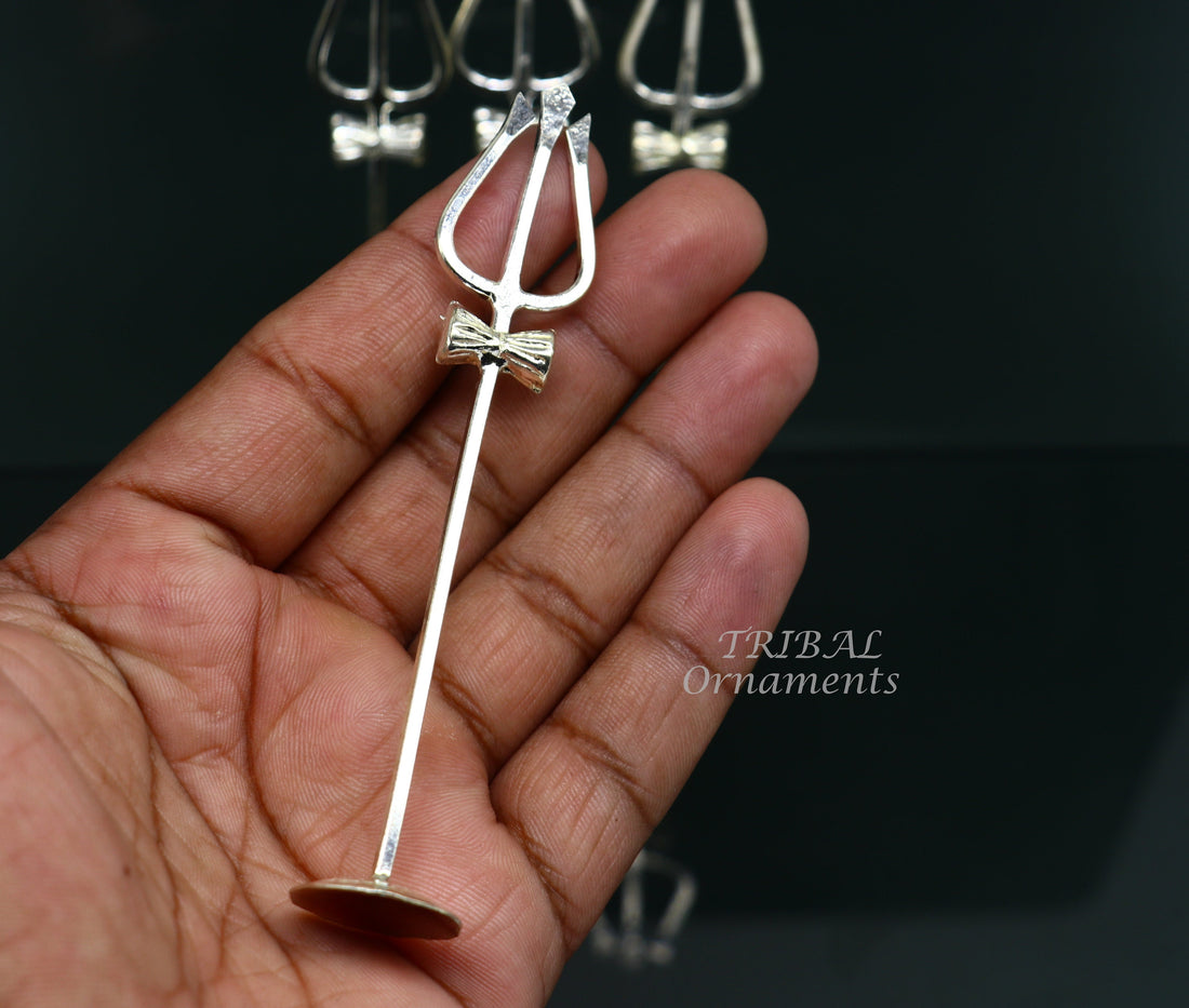 Divine Lord shiva Trident, Solid sterling silver Trishul puja article utensils, goddess trishul trident , god accessories  from india su839 - TRIBAL ORNAMENTS