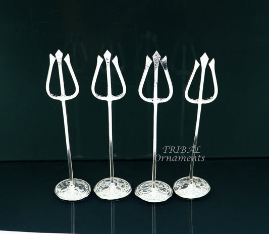 Divine idol's Trident, Solid sterling silver Trishul puja article utensils, goddess trishul trident , god accessories  from india su840 - TRIBAL ORNAMENTS