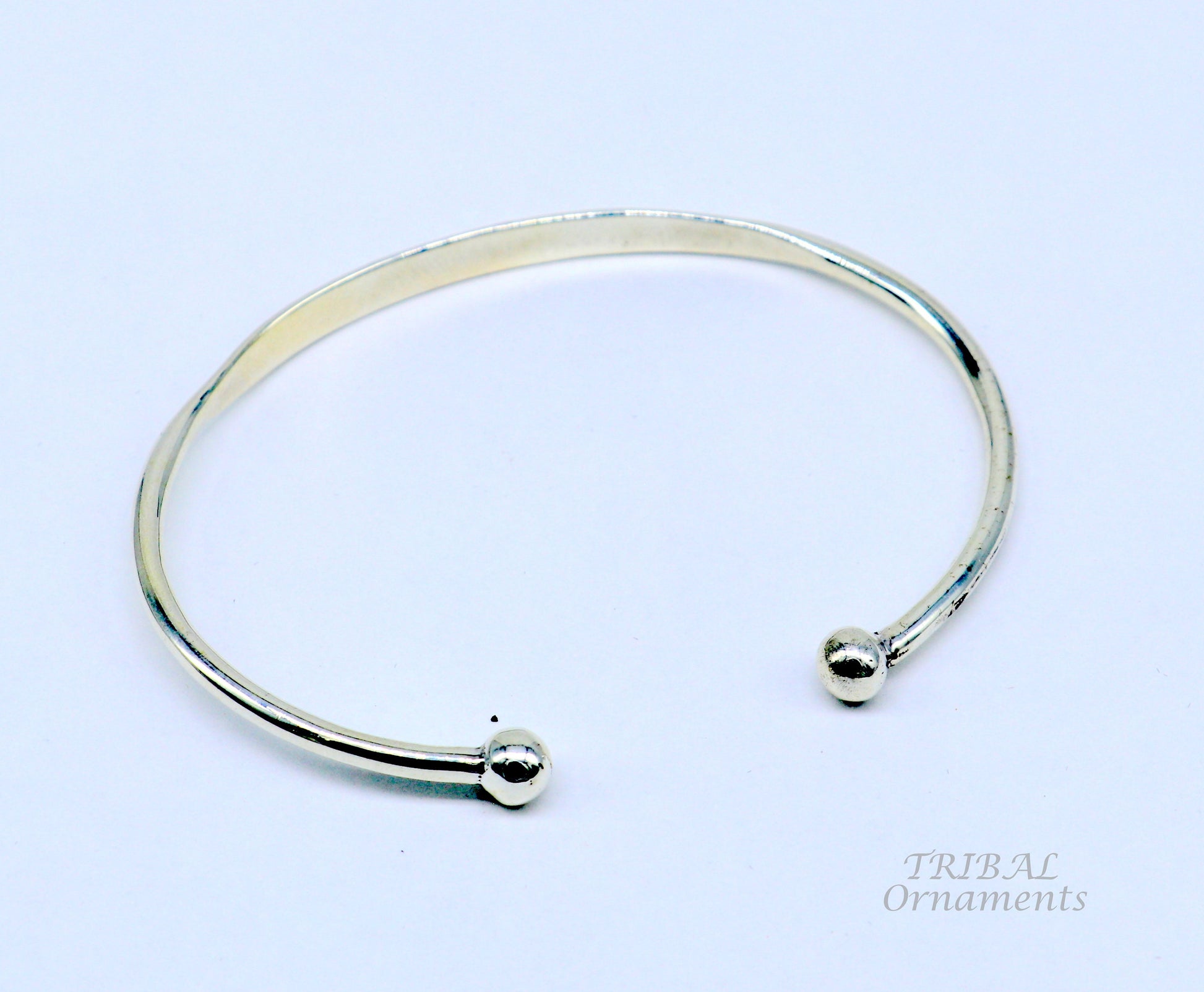 925 sterling silver handmade plain shiny design bangle bracelet cuff kada, excellent gifting plain bracelet stylish gifting kada cuff109 - TRIBAL ORNAMENTS