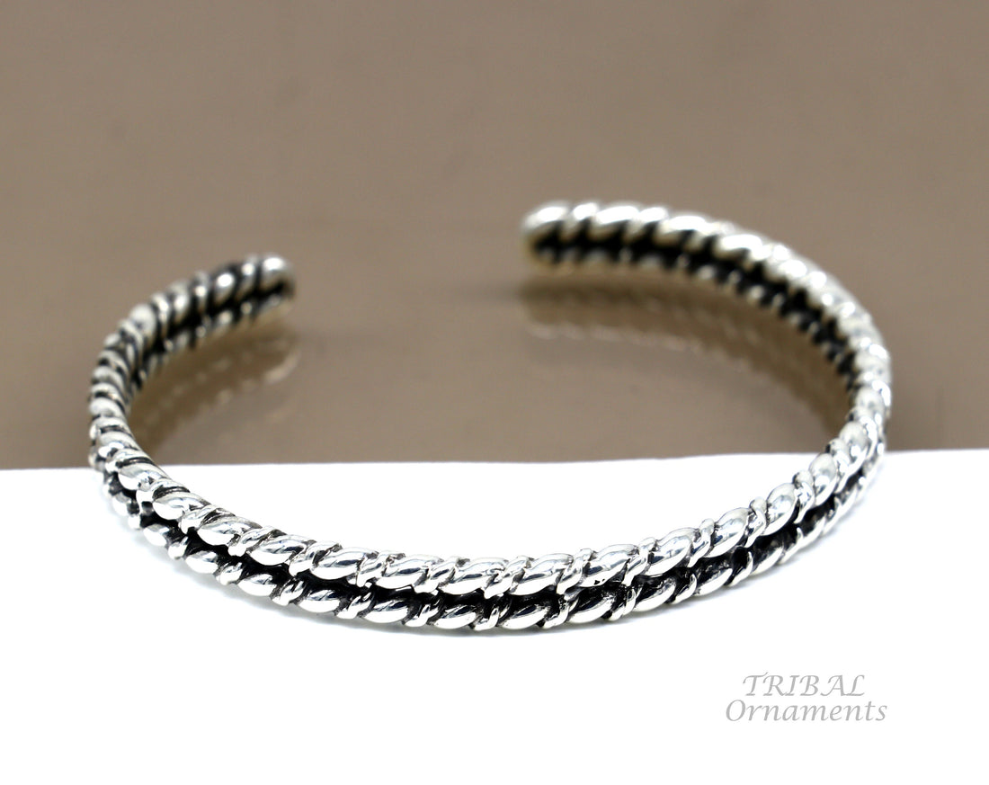 925 sterling silver handmade amazing stylish adjustable cuff kada bracelet, wrist jewelry for boy's and girl's, best gifting cuff113 - TRIBAL ORNAMENTS