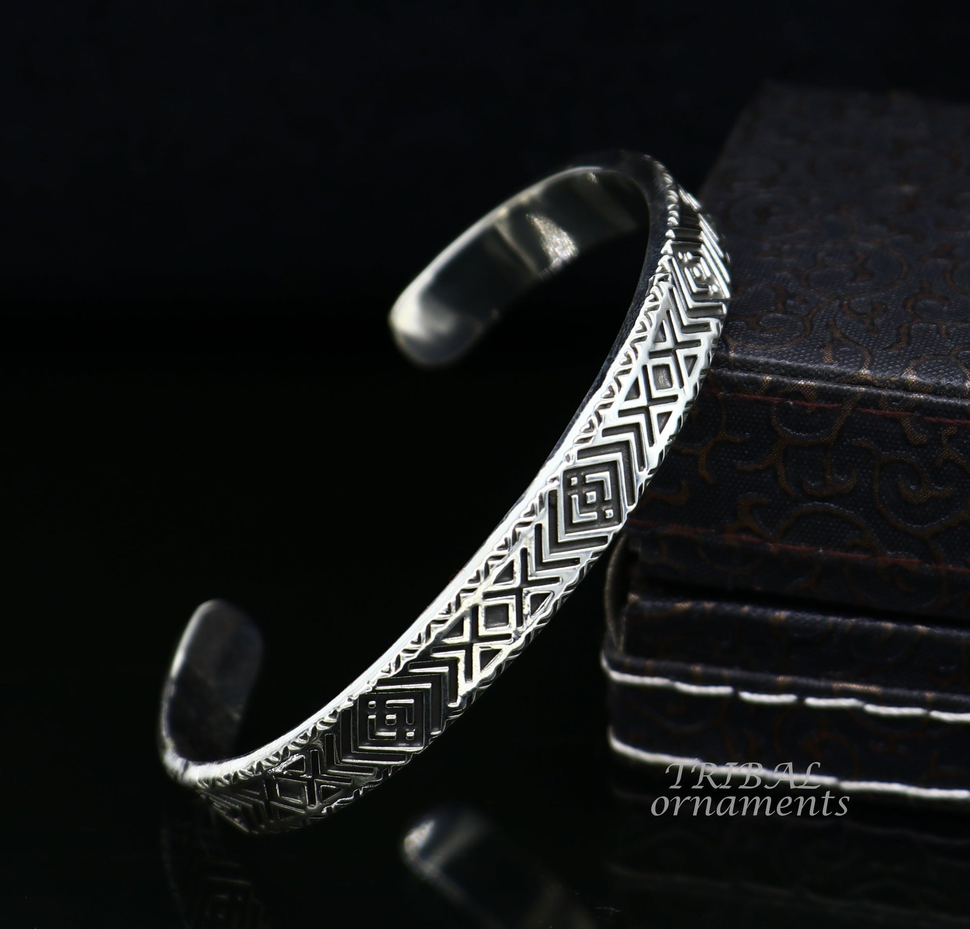 925 sterling silver handcrafted  vintage style amazing cuff bangle kada bracelet, best gift for men's and girl's, adjustable kada cuff115 - TRIBAL ORNAMENTS