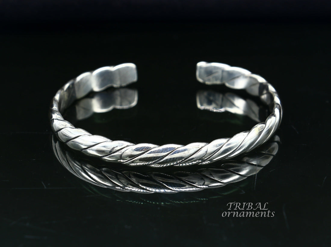 925 sterling silver handmade unique design fabulous open face adjustable bangle cuff bracelet kada, excellent gifting jewelry her cuff116 - TRIBAL ORNAMENTS