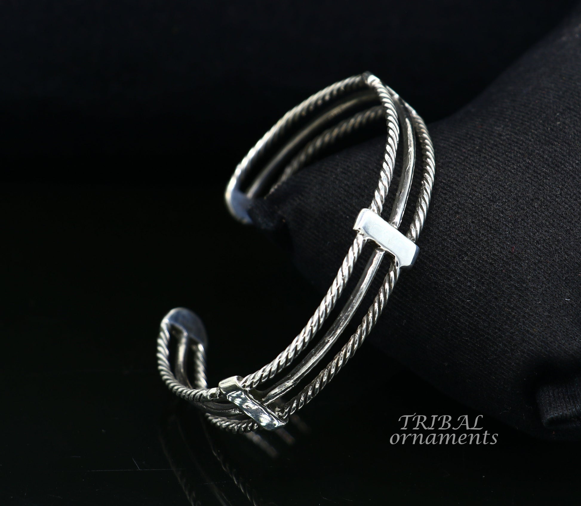Zarkan 925 Sterling Pure Silver Studded Supple Covertable Bracelet & Ring,  Adjustable Ring Kada | American Diamond Cut | Gifts For Women & Girls 