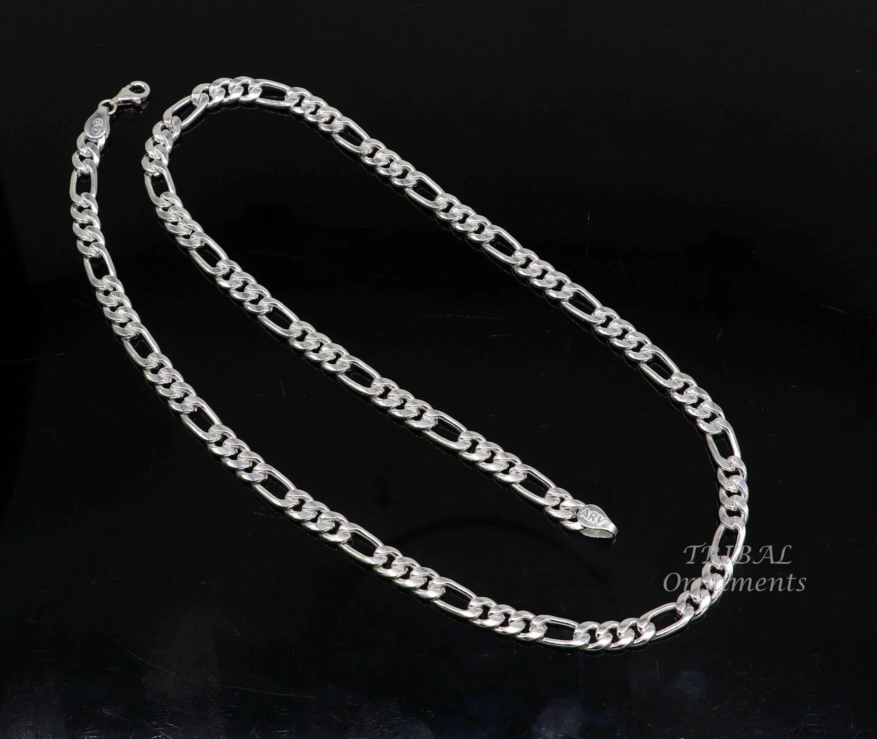 Mens hotsell Vintage Long Sterling Silver Figario Chain Necklace