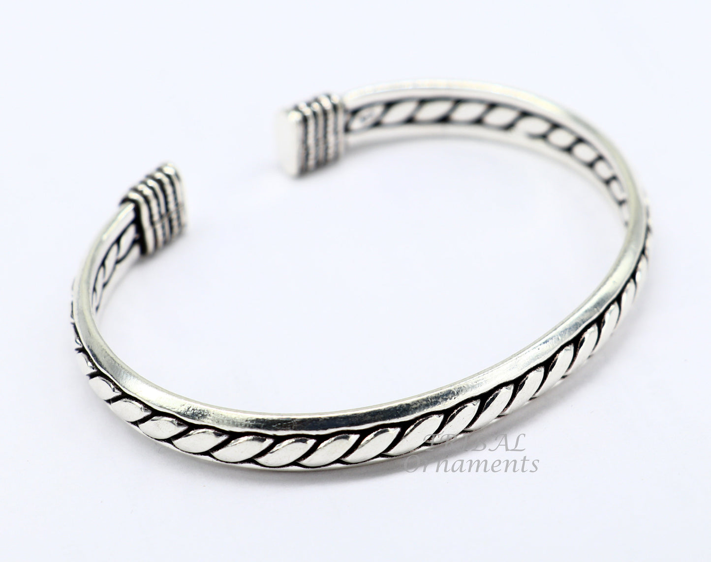 925 sterling silver bright cuff bangle bracelet kada, gorgeous open face adjustable bracelet unisex Indian stylish jewelry cuff122 - TRIBAL ORNAMENTS