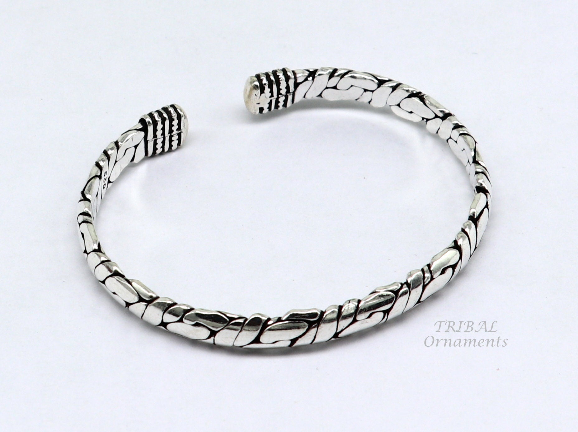 925 sterling silver cuff bracelet kada, amazing unisex vintage style handmade daily use ethnic bangles  kada cuff129 - TRIBAL ORNAMENTS