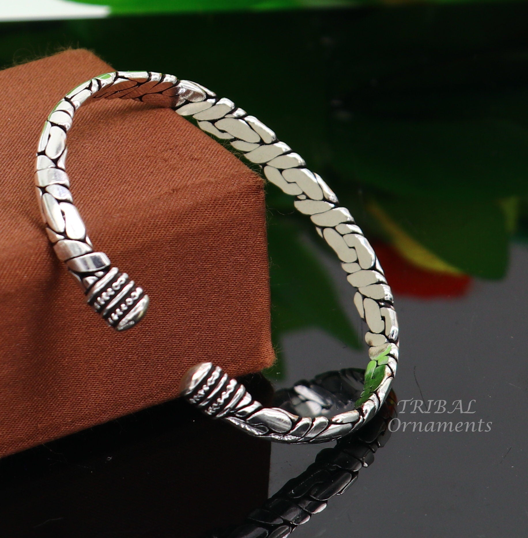 925 sterling silver cuff bracelet kada, amazing unisex vintage style handmade daily use ethnic bangles  kada cuff129 - TRIBAL ORNAMENTS