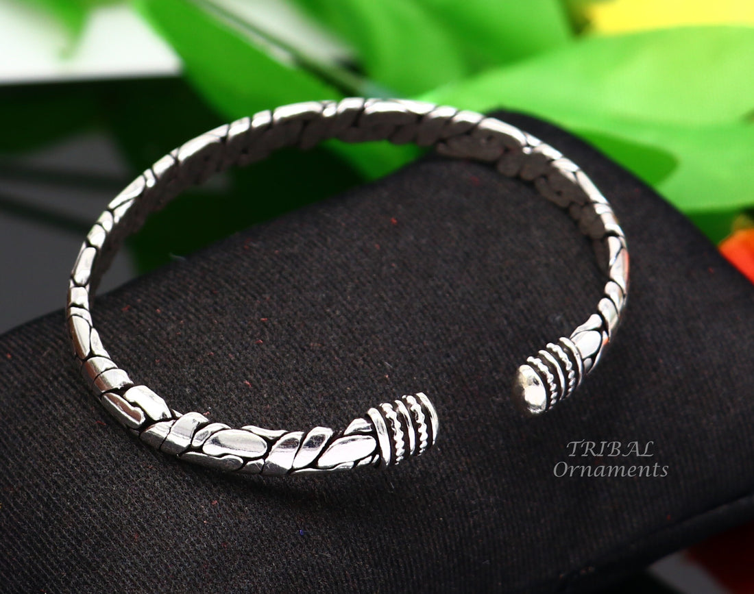 925 sterling silver cuff bracelet kada, amazing unisex vintage style handmade daily use ethnic bangles  kada cuff129 - TRIBAL ORNAMENTS