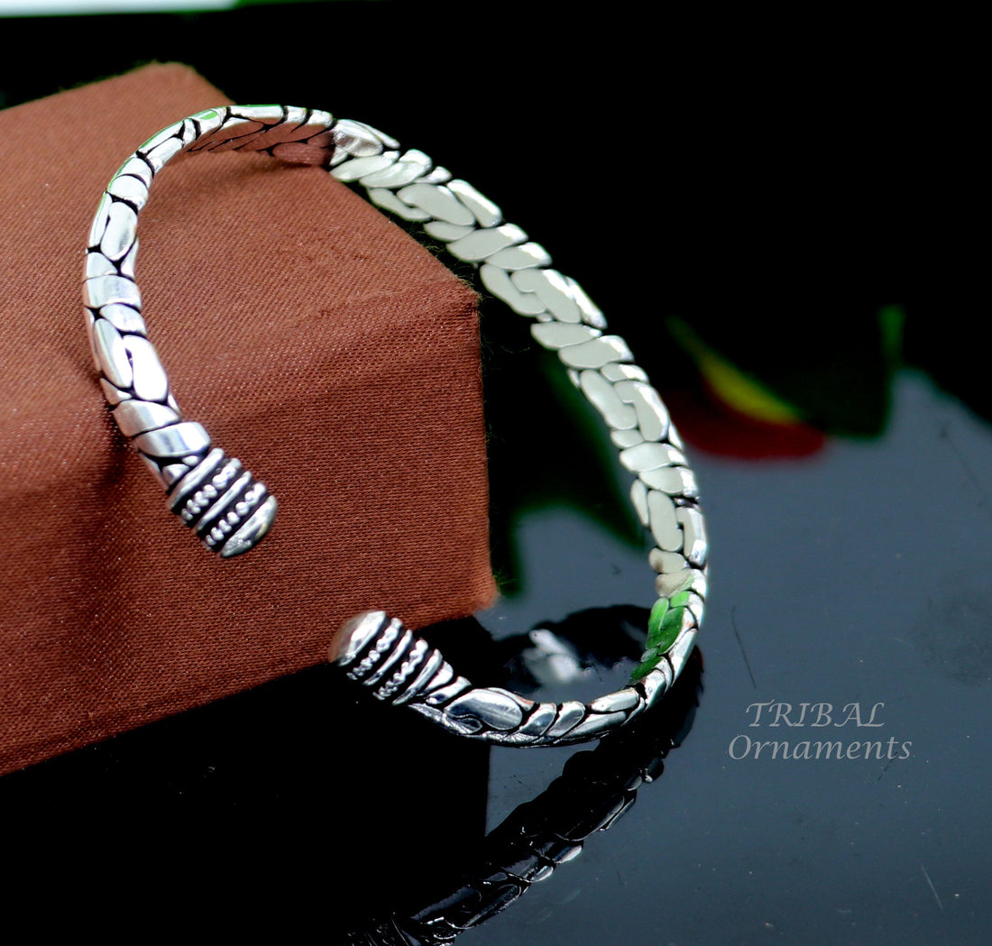 925 sterling silver cuff bracelet kada, amazing unisex vintage style handmade daily use ethnic bangles  kada cuff129 - TRIBAL ORNAMENTS